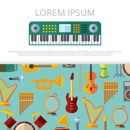 Flat musical instrumets banner templateのイラスト素材