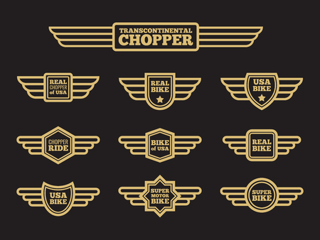 Sport motorbike vintage wing labelsのイラスト素材