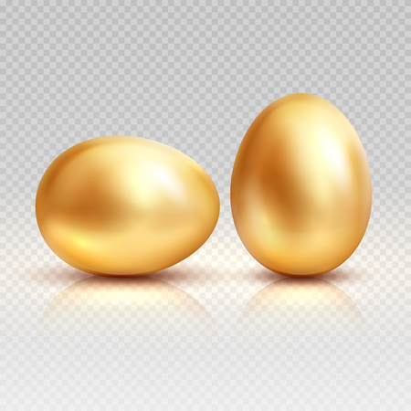 Golden eggs realistic vector illustration for easter greeting cardのイラスト素材