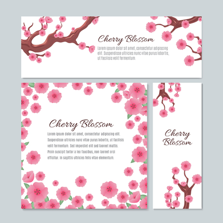 Sakura blossom with pink cherry flowers vector invitation wedding card templateのイラスト素材