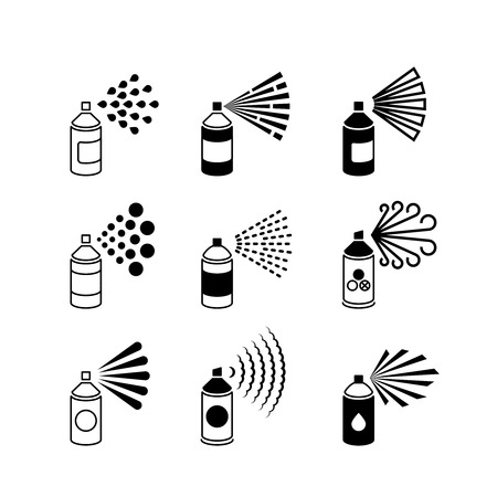 Spray aerosol bottle, graffiti can vector iconsのイラスト素材