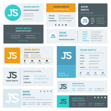 Modern email signature vector templates with author photo placeの写真素材