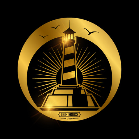 Vintage nautical label with lighthouseのイラスト素材