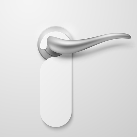 Hotel door handle with white blank plastic hanger vector illustrationのイラスト素材