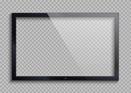 Empty tv frame with reflection and transparency screen isolated. Lcd monitor vector illustrationのイラスト素材