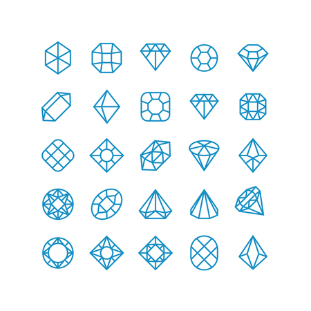 Diamond vector line icons. Woman brilliant jewelry pictograms. Wealth vector symbolsのイラスト素材