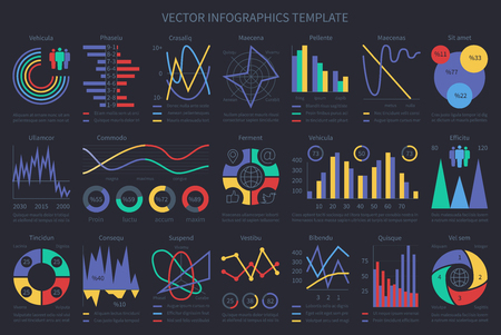 Finance infographic flow charts, graphs, diagrams and chronological elements. Vector collectionの写真素材