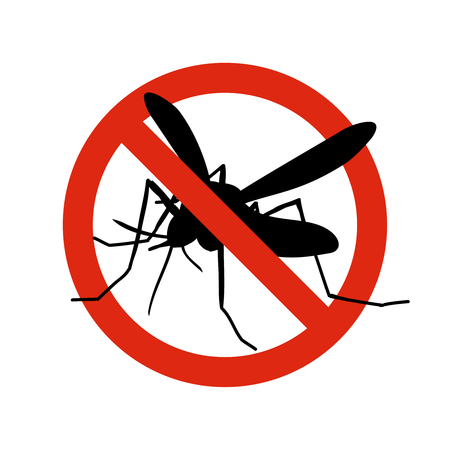 Mosquito warning prohibited sign. Anti mosquitoes, insect control vector symbolのイラスト素材