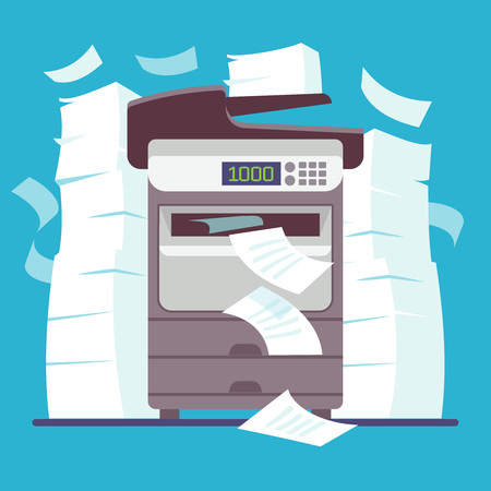 Office printer and copying paper documents cartoon designのイラスト素材