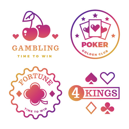 Bright gambling, casino, poker royal, roulette vector labels illustration.のイラスト素材