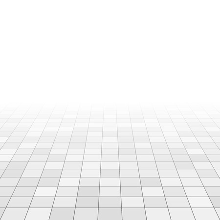 White and gray marble tiles on bathroom floor. Rectangle tiles in perspective grid. Abstract vector backgroundのイラスト素材