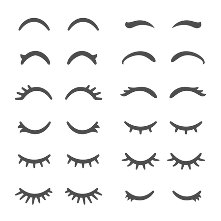 Pretty woman eyelashes. Closed eyes for cute cartoon sleeping girlのイラスト素材