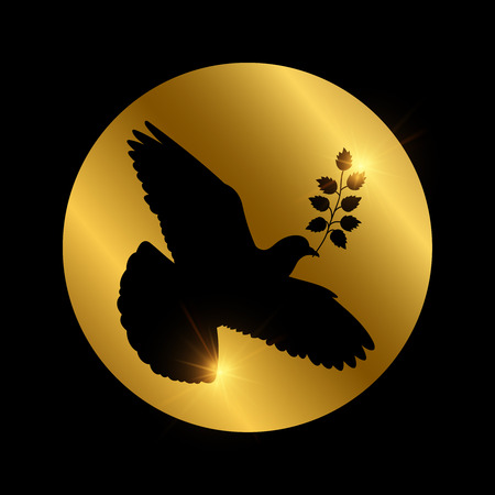Black dove of piece vector silhouetteのイラスト素材