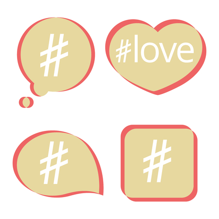 Pastel color hashtag post social media vector icons set illustrationのイラスト素材