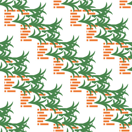 Abstract pattern with bricks and leaves on whiteのイラスト素材