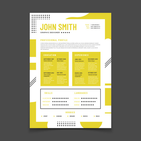 Cv design. Professional resume with business details. Curriculum and best job resume vector infographic mockup. Illustration of cv resume form for hr, paper applicationのイラスト素材