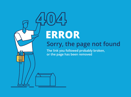 Error 404 page. Computer failure, oops concept. Website vector template disconnect browser, window page wrong illustrationのイラスト素材