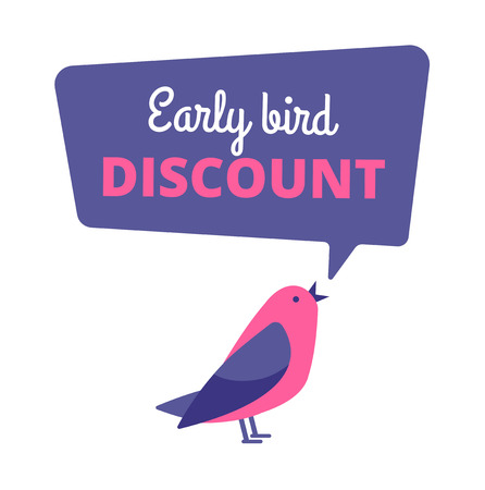 Early bird. Discount special offer, sale banner. Early birds vector concept. Promotion sale speech bubble notification illustrationのイラスト素材