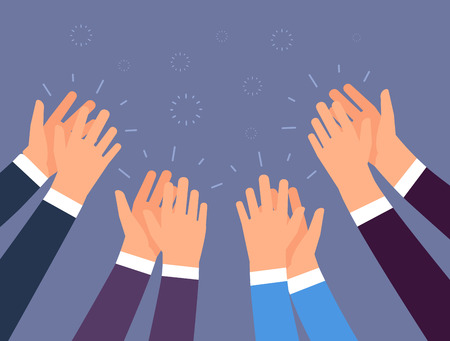 Applause. People hands clapping. Cheering hands, ovation and business success vector concept. Illustration of applause hand, clapping ovationの写真素材