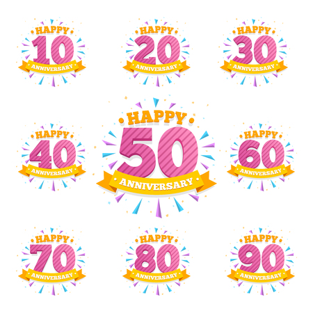 Anniversary emblems. Creative vector layout for invitation card. Illustration of emblem anniversary badge, birthday holiday celebrateのイラスト素材