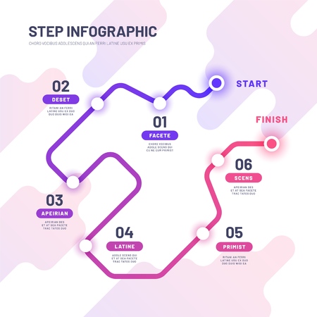 Road map infographic. Journey way and travel, trip abstract graph. Business steps vector infographics. Illustration of guide infochart, business order wayの写真素材