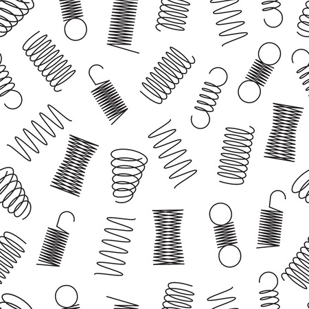 Metal springs seamless pattern. Steel coil spirals, flexible wire elastic lines endless vector texture. Illustration of background flexible coil, spring spiralのイラスト素材