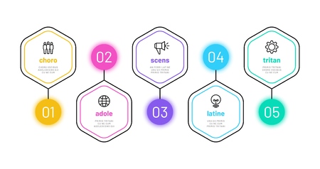 Line option infographic. 5 number infograph, business process steps chart with outline icons. Project finance diagram vector template. Illustration of infographic data, graphic workflow diagramのイラスト素材