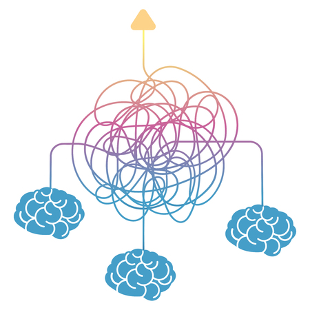 Searching for way, team building or brainstorm vector concept illustration isolated on whiteのイラスト素材