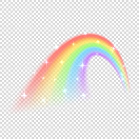 Shine rainbow vector isolated on transparent background. Illustration of rainbow colorful shine, nature lightのイラスト素材