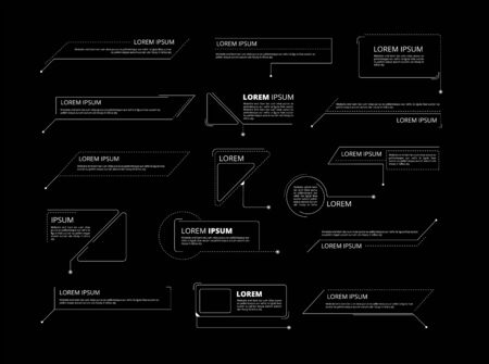 Callouts text. Title call out labels technology callout marketing boxes lower third bars business categories layout vector isolated. Illustration of callout textbox, simple white infographicのイラスト素材