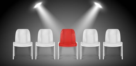 Vacant chairs. Hiring vector concept. Job recruiting. Job chair empty, vacant place vacancy illustration. Vacant job, vacancy chair, career opportunityのイラスト素材