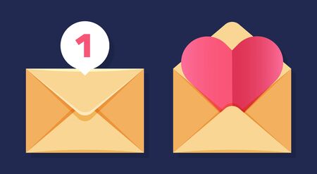 Envelopes icons. Close and open envelopes vector. Message symbol illustration. Envelope letter notification close, email messageのイラスト素材
