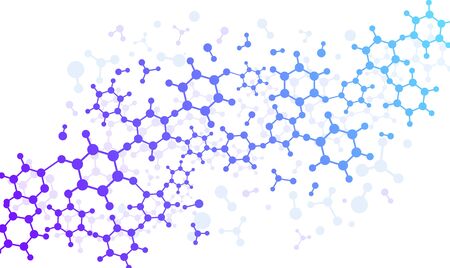 Molecular background. Hexagon chemical structures, medical design. Web presentation science backdrop. Biotechnology molecules vector banner. Medical molecule, biotechnology and chemical illustrationのイラスト素材