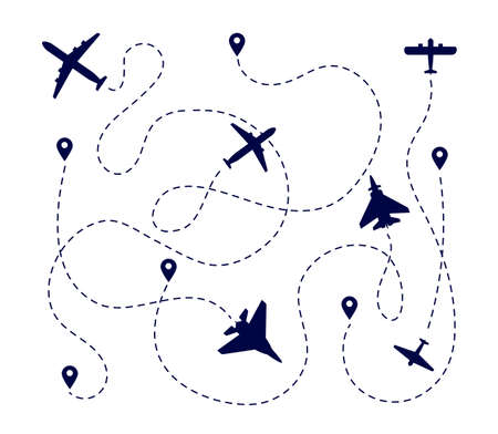 Travel transportation pathway with destination pin vector illustration.