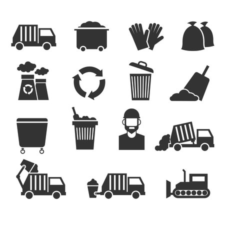Trash recycle garbage waste vector iconsのイラスト素材