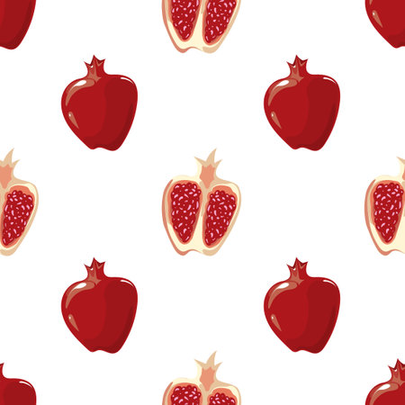 Red vector pomegranate seamless backgroundのイラスト素材