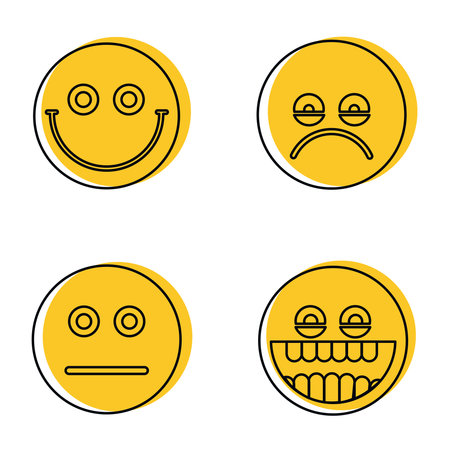 Emoji, emoticons icons in line styleのイラスト素材
