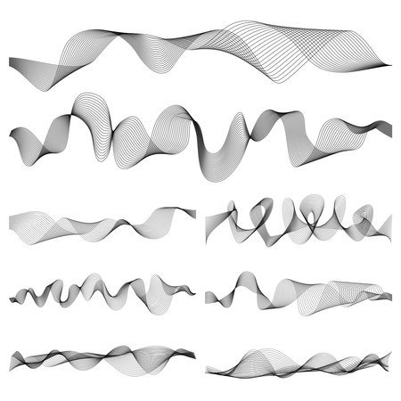 Abstract music sound waves pulse vector setのイラスト素材