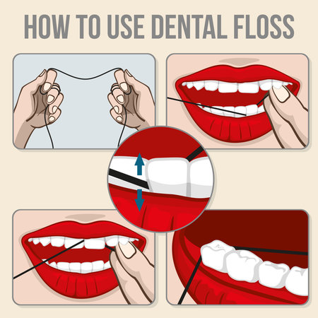 Flossing teeth vector infographicsのイラスト素材