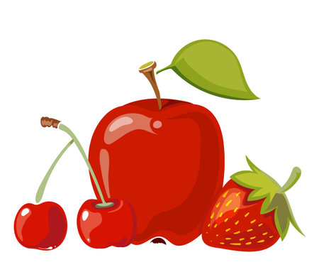 Heap of fruits isolated over whiteのイラスト素材