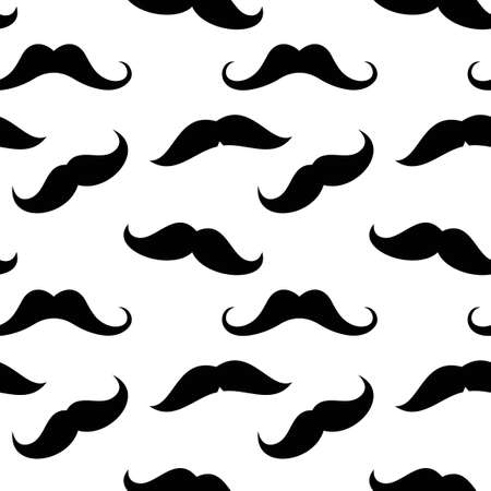 Vector mustaches seamless pattern in black and white. Background with mustaches illustrationのイラスト素材
