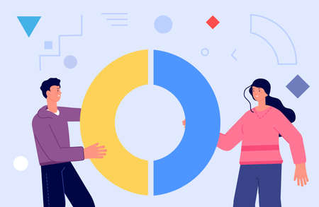 Business collaboration metaphor. Cooperative abstract concept, geometric shape collect. Business team partner work utter vector illustration. Cooperation and collaboration puzzle, partnership businessのイラスト素材