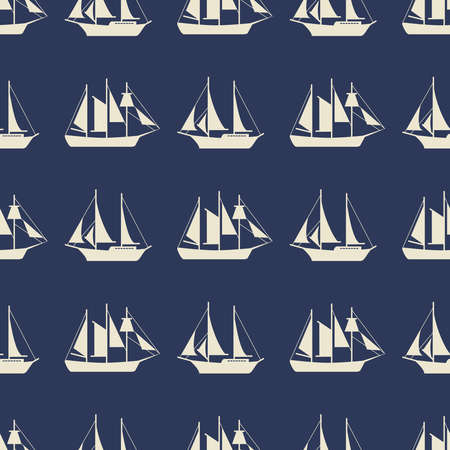 Simple sailboat or ships seamless pattern design. Ocean sailboat, vector illustrationのイラスト素材