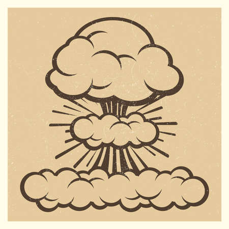 Big explosion sketch drawing vintage element isolated on background. Vector illustrationのイラスト素材