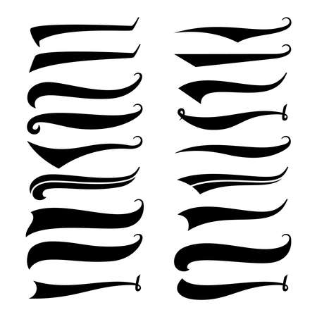 Texting tails. Swirling swash and swoosh. Football and baseball icon typography vector elements. Swirl swash stroke design, curl typographic illustrationのイラスト素材