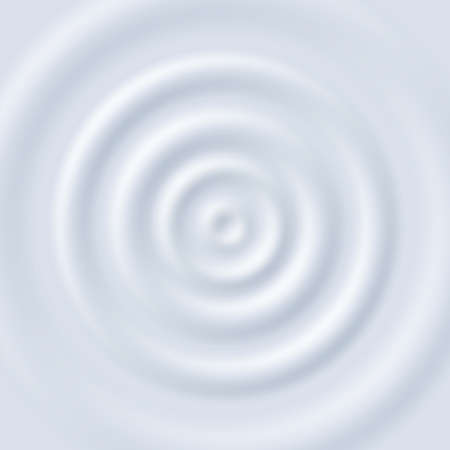 Milk ripple. Circle waves yogurt cream. Close up top view white milk circular ripples vector...