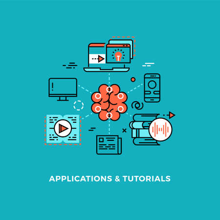 Creativity development. Online tutorial webinar, web library concept. New thinking, distance...