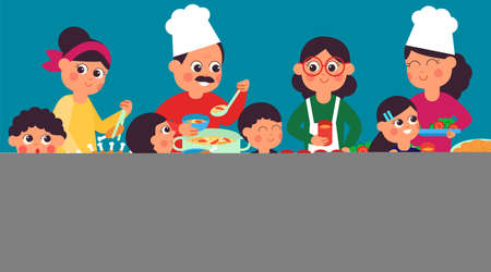 Kids buffet concept. School canteen, chefs giving food for children. Students on lunch, people eat in cafe. Dinner time decent vector concept. Cafeteria school dining canteen illustrationのイラスト素材