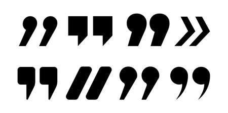 Black quote marks. Isolated quotes elements, text quotation icons. Comma sign vector set. Black quotation comma, double quote inverted illustrationのイラスト素材