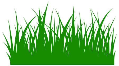 Grass silhouette. Green horizontal border. Meadow symbol isolated on white backgroundのイラスト素材